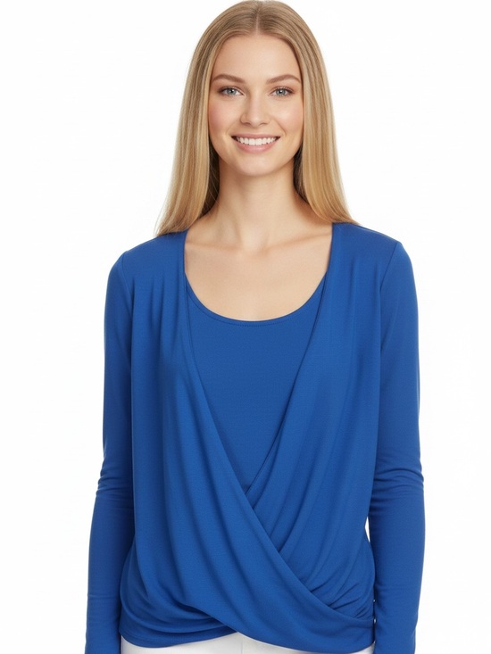 Vince Camuto Tops - Vince Camuto Blue Surplus Wrap Blouse Medium